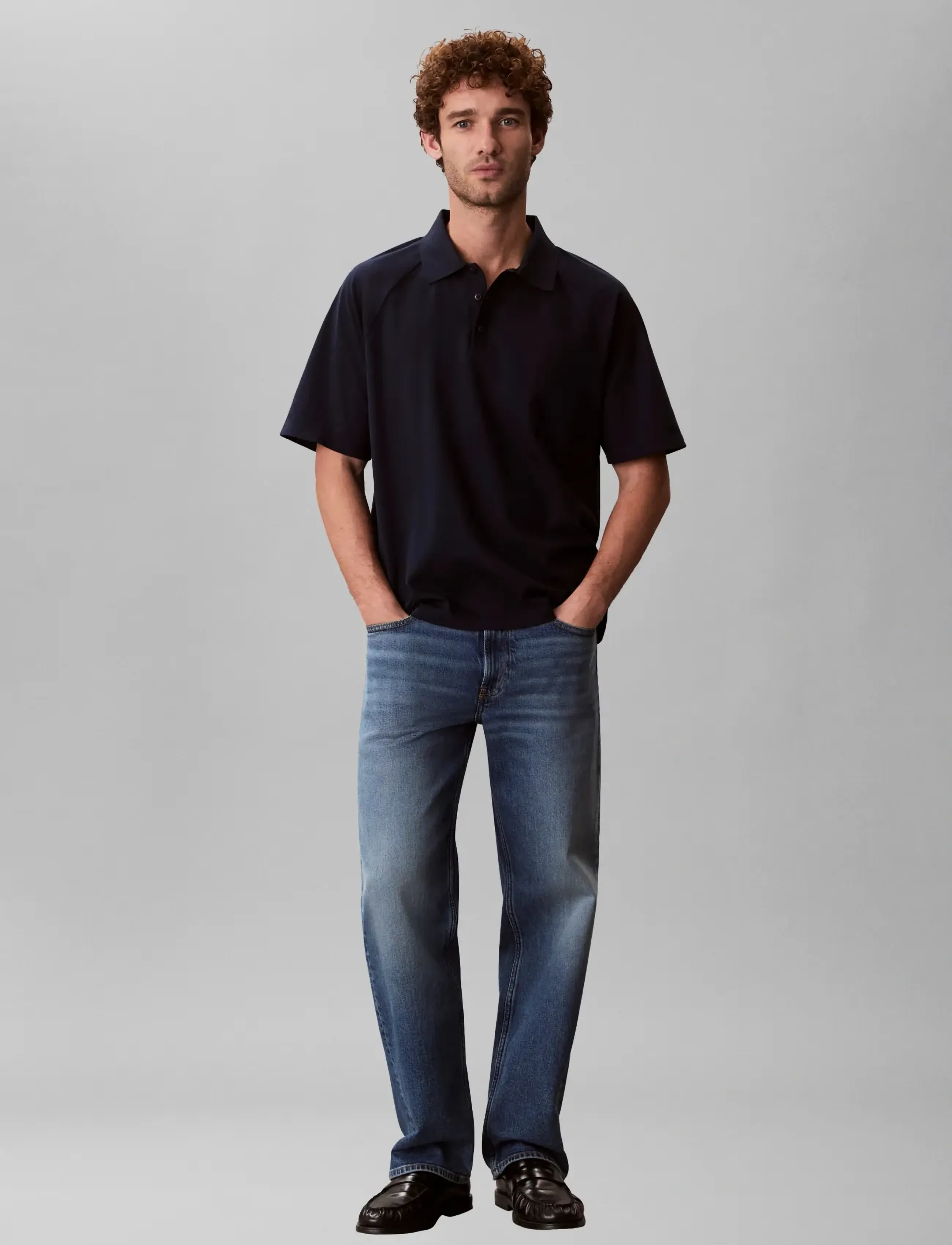 Calvin Klein Ss Easy Bar Jacquard Polo, XXL, Polos, Marineblau - Short-sleeved, Männerswear