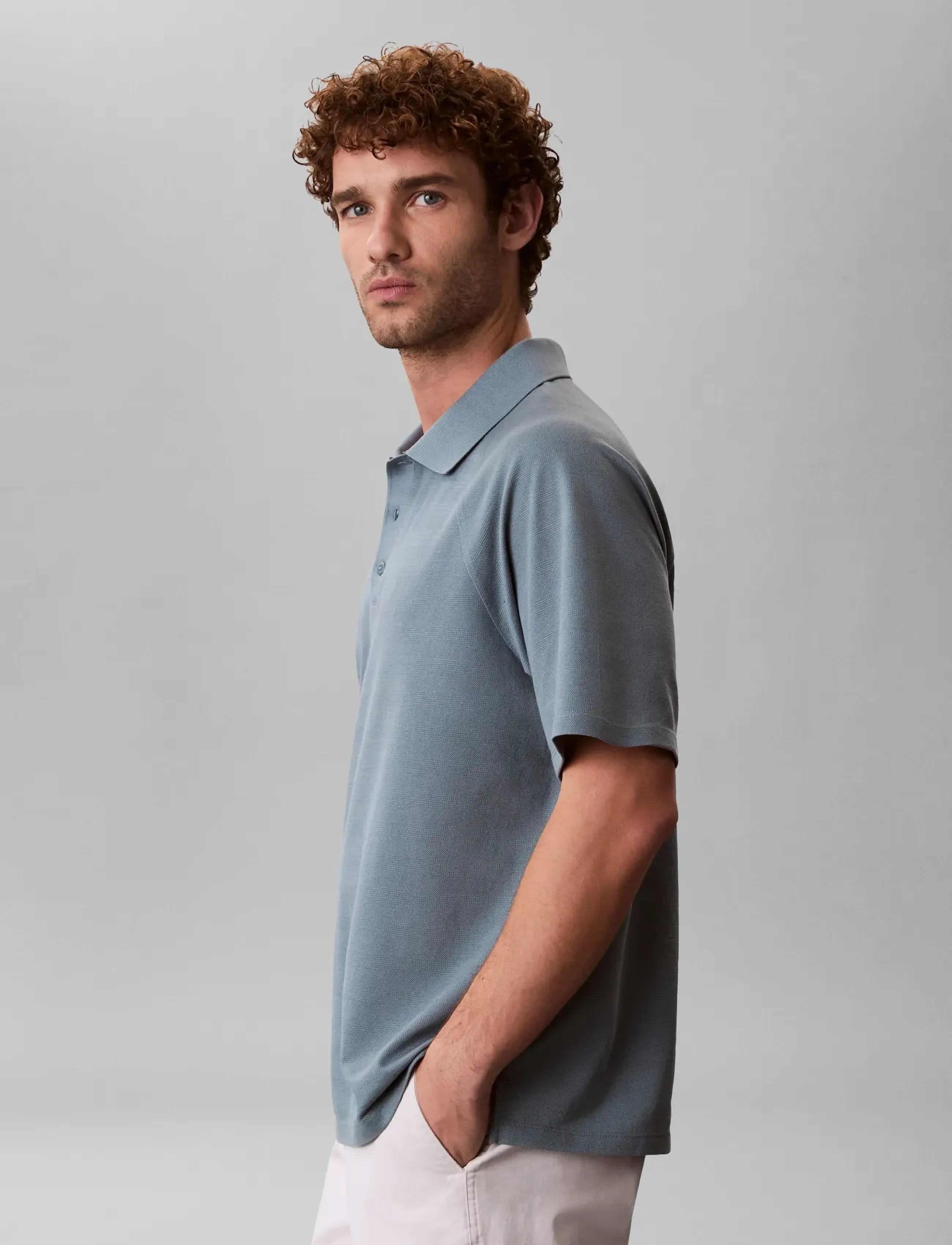 Calvin Klein - SS EASY BAR JACQUARD POLO - kortärmade pikéer - frosted spruce - 4
