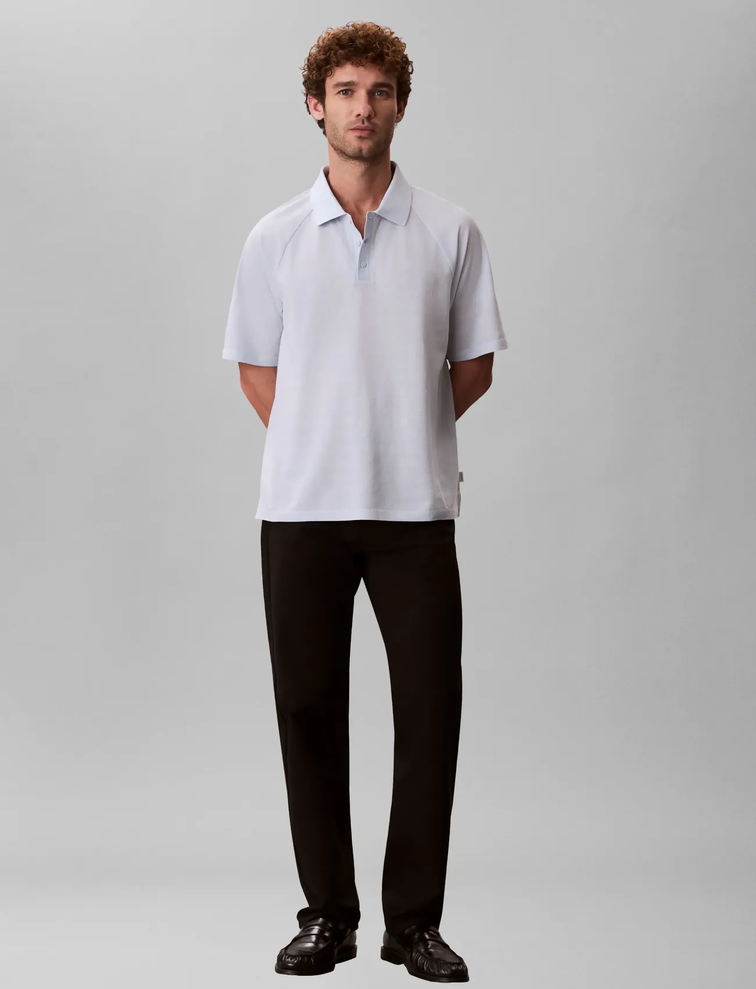 Calvin Klein Ss Easy Bar Jacquard Polo, M, Polos, Blau - Short-sleeved, Männerswear