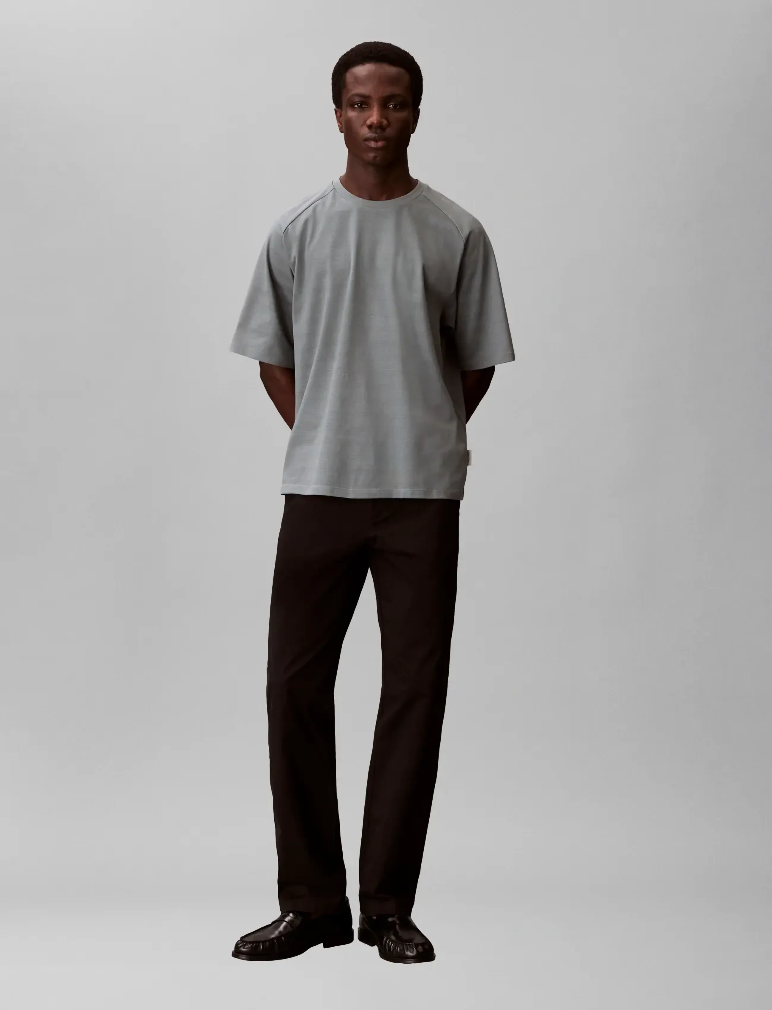 Calvin Klein SS EASY BAR JACQUARD CREWNK TEE - T-särgid - FROSTED SPRUCE / grey