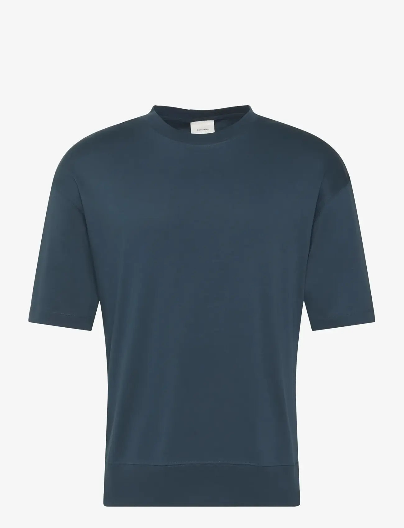 Calvin Klein - SS MERCERIZED INTERLOCK CUFF CRE - lühikeste varrukatega t-särgid - navy stone - 1