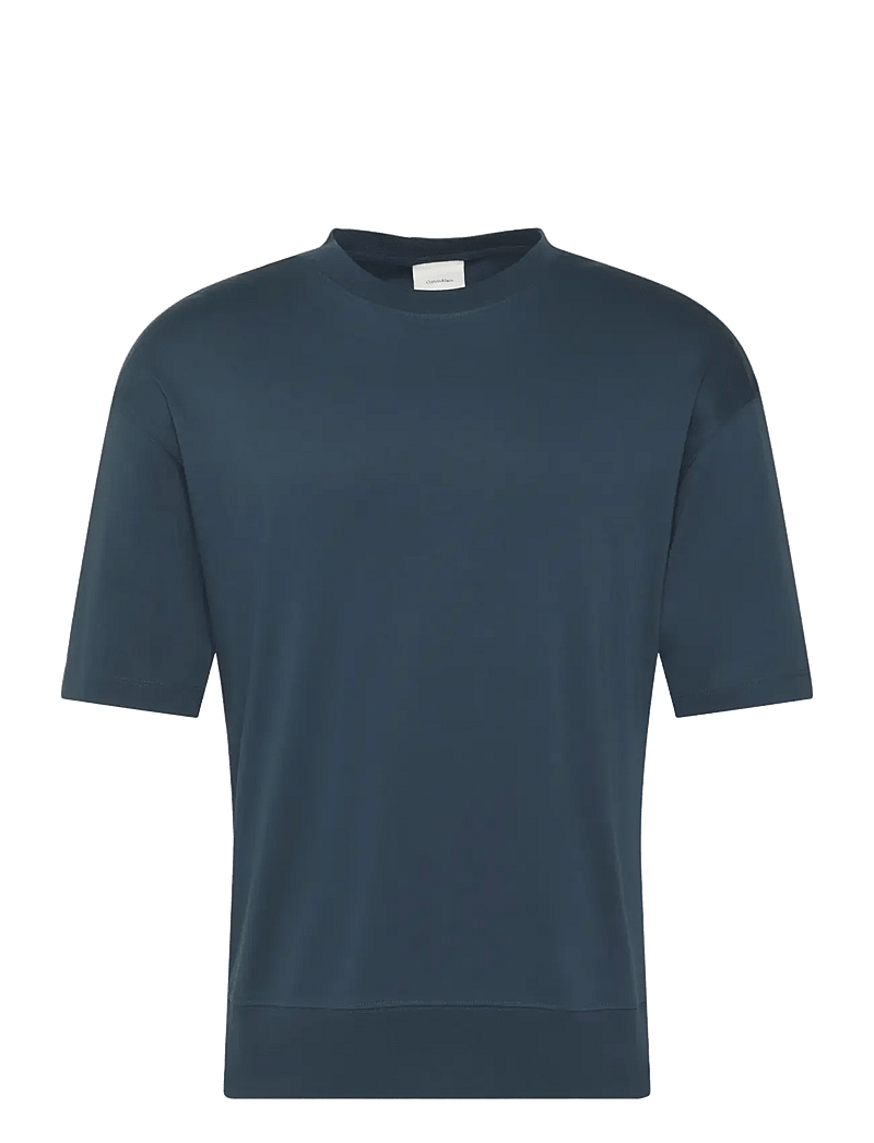 Calvin Klein - SS MERCERIZED INTERLOCK CUFF CRE - lühikeste varrukatega t-särgid - navy stone - 1