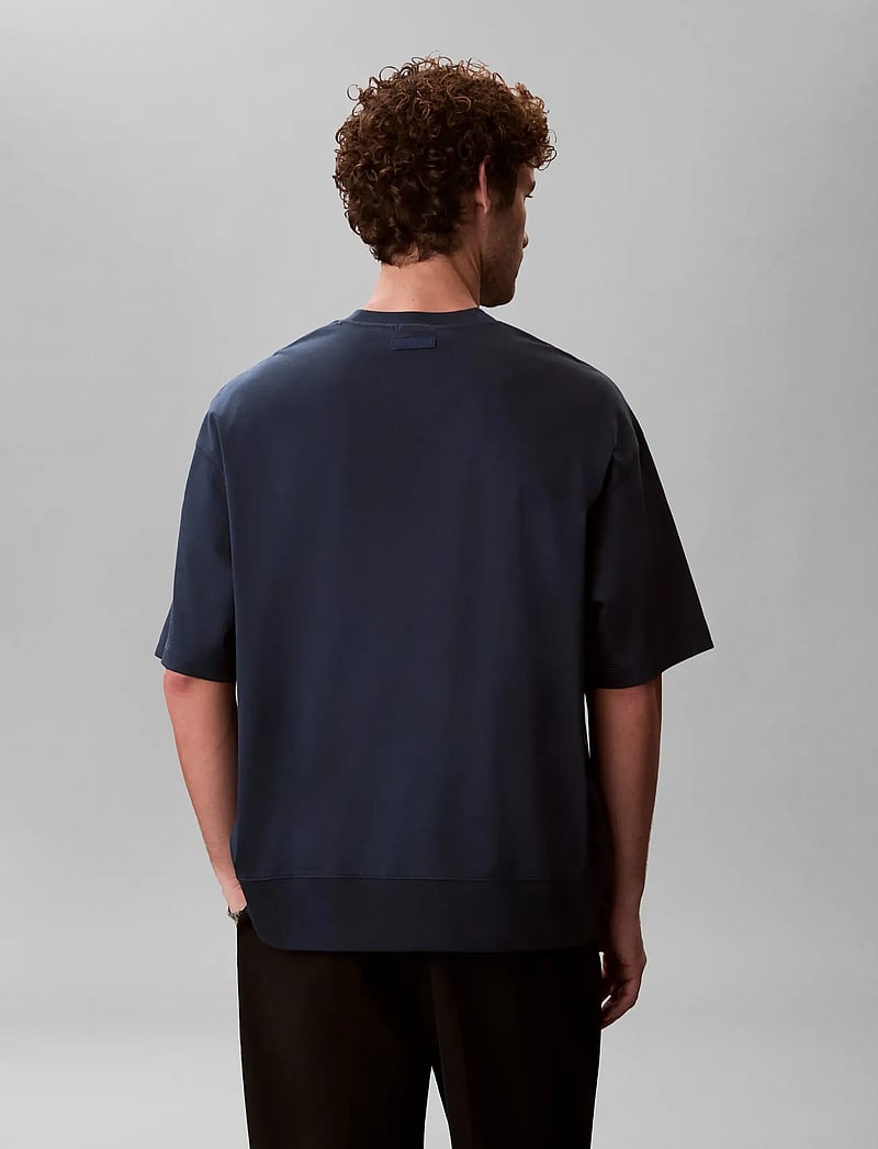 Calvin Klein - SS MERCERIZED INTERLOCK CUFF CRE - lühikeste varrukatega t-särgid - navy stone - 2