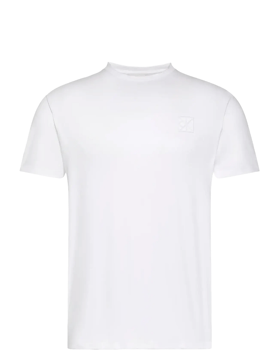 Calvin Klein - SS SUPIMA EMBLEM LOGO TEE - short-sleeved t-shirts - bright white - 1