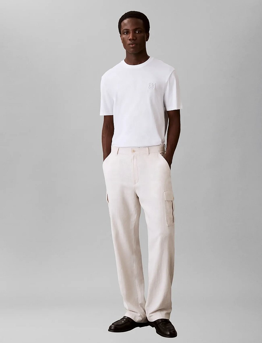 Calvin Klein - SS SUPIMA EMBLEM LOGO TEE - short-sleeved t-shirts - bright white - 0