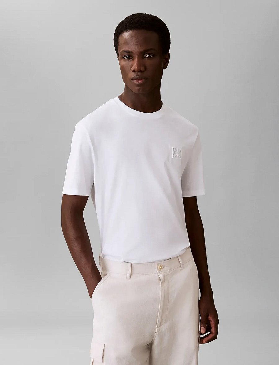 Calvin Klein - SS SUPIMA EMBLEM LOGO TEE - short-sleeved t-shirts - bright white - 3