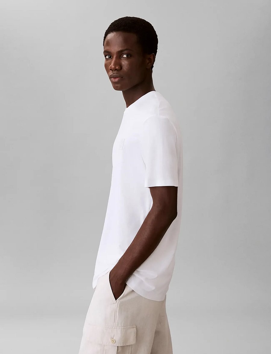 Calvin Klein - SS SUPIMA EMBLEM LOGO TEE - short-sleeved t-shirts - bright white - 4