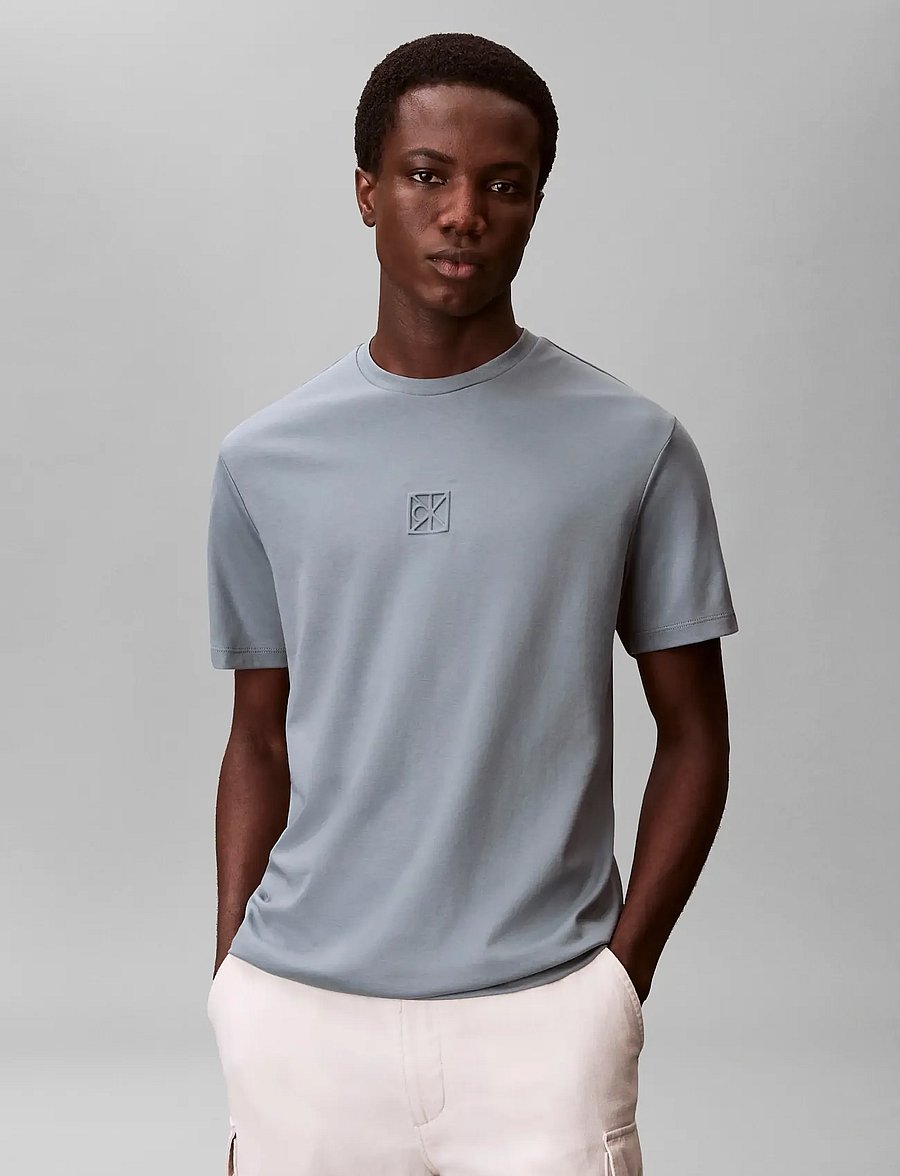 Calvin Klein - SS SUPIMA EMBLEM LOGO TEE - kortærmede t-shirts - frosted spruce - 3