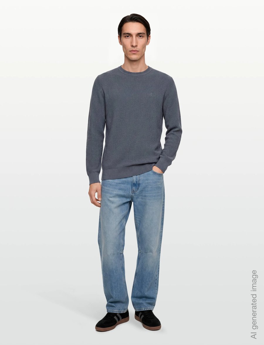 Calvin Klein - LS TEXTURED COTTON CREWNK SWEATE - rundhals - anchor navy - 0
