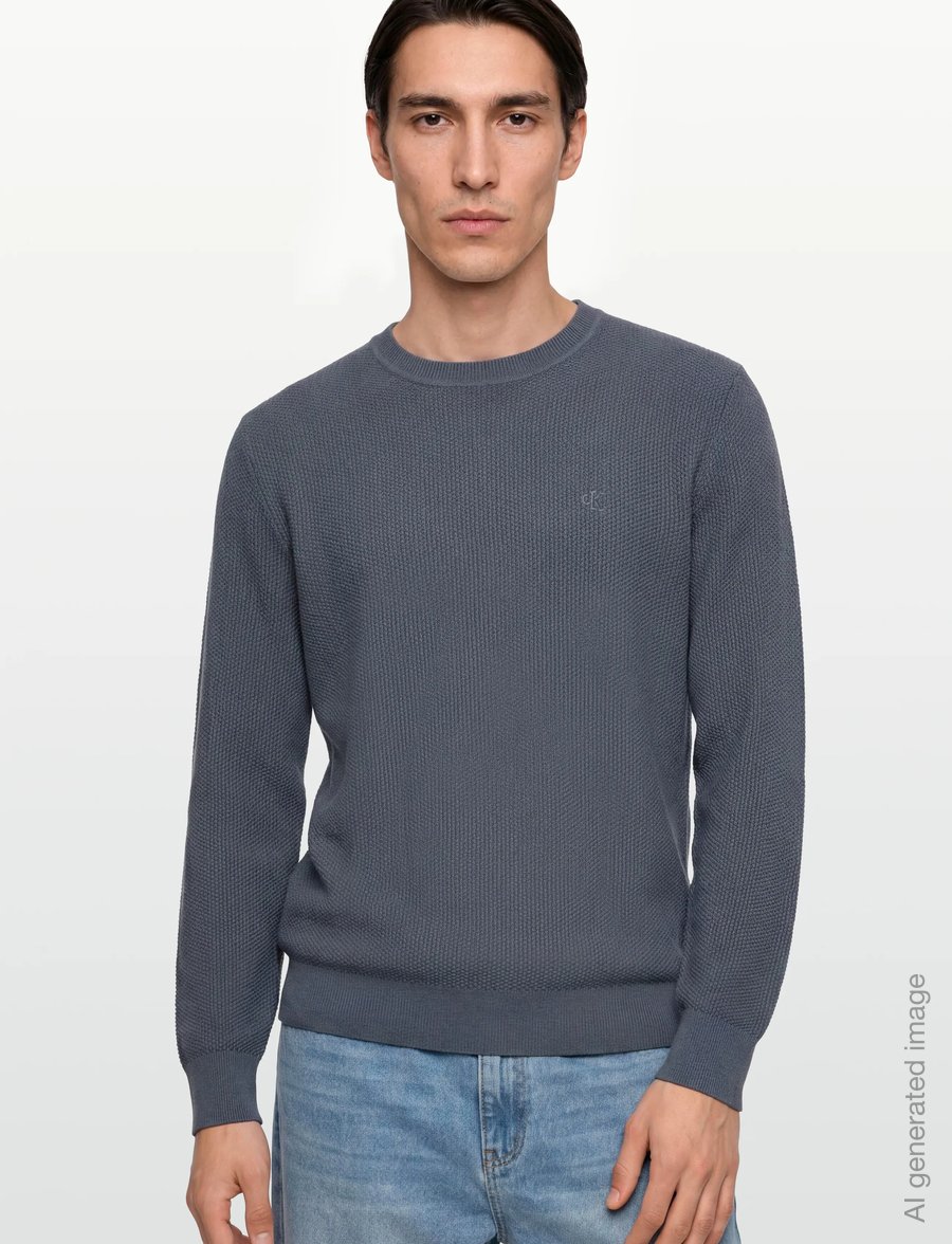 Calvin Klein - LS TEXTURED COTTON CREWNK SWEATE - rundhals - anchor navy - 3