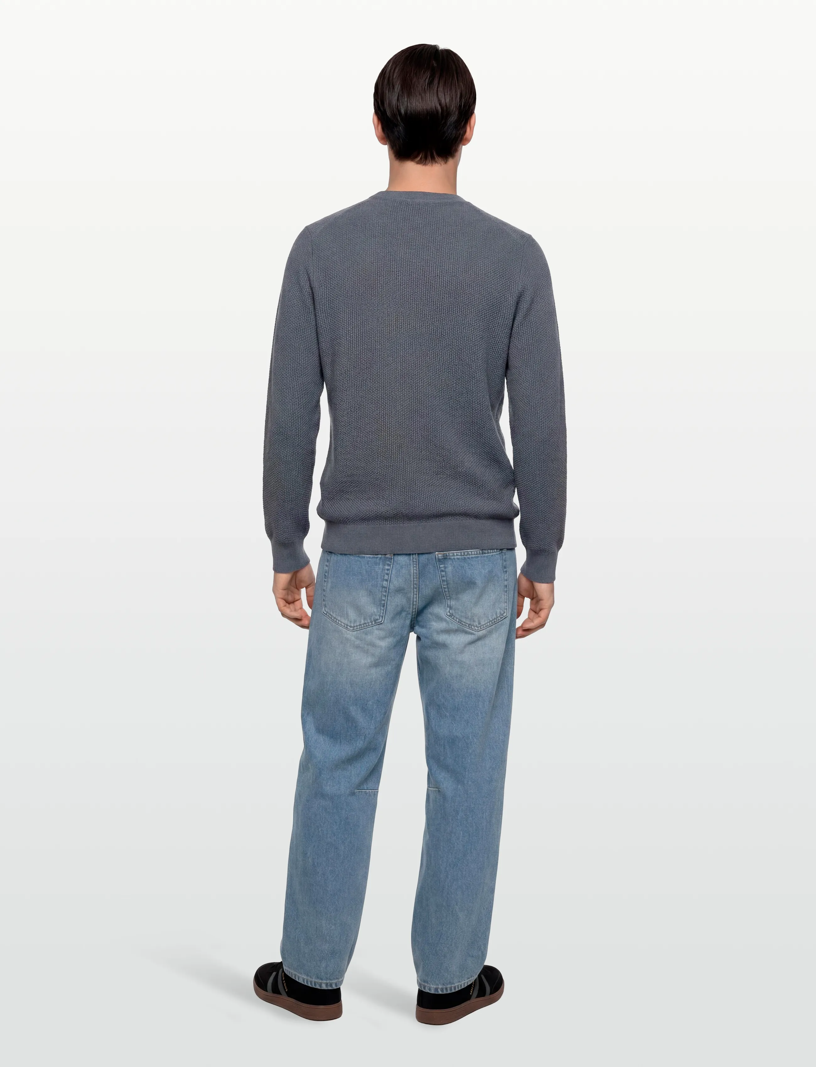 Calvin Klein - LS TEXTURED COTTON CREWNK SWEATE - megztiniai su apvalia apykakle - anchor navy - 4