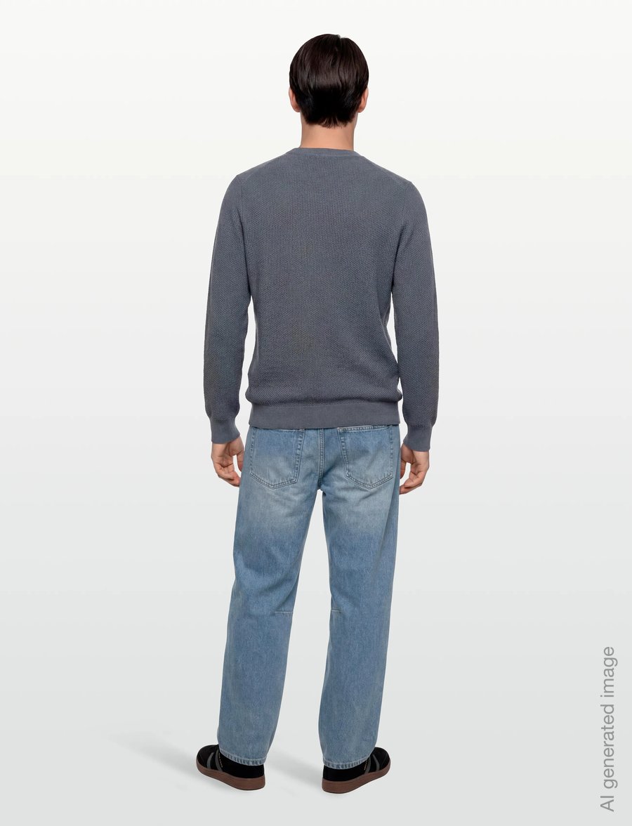 Calvin Klein - LS TEXTURED COTTON CREWNK SWEATE - rundhals - anchor navy - 4