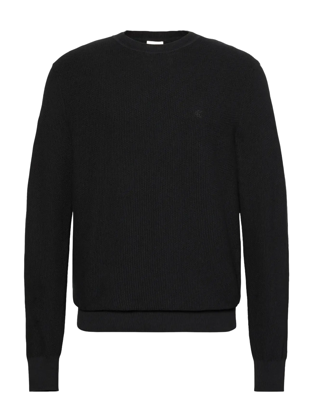 Calvin Klein LS TEXTURED COTTON CREWNK SWEATE - Kleidung - BLACK / black