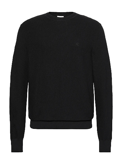 Ls Textured Cotton Crewnk Sweate - Rund Hals
