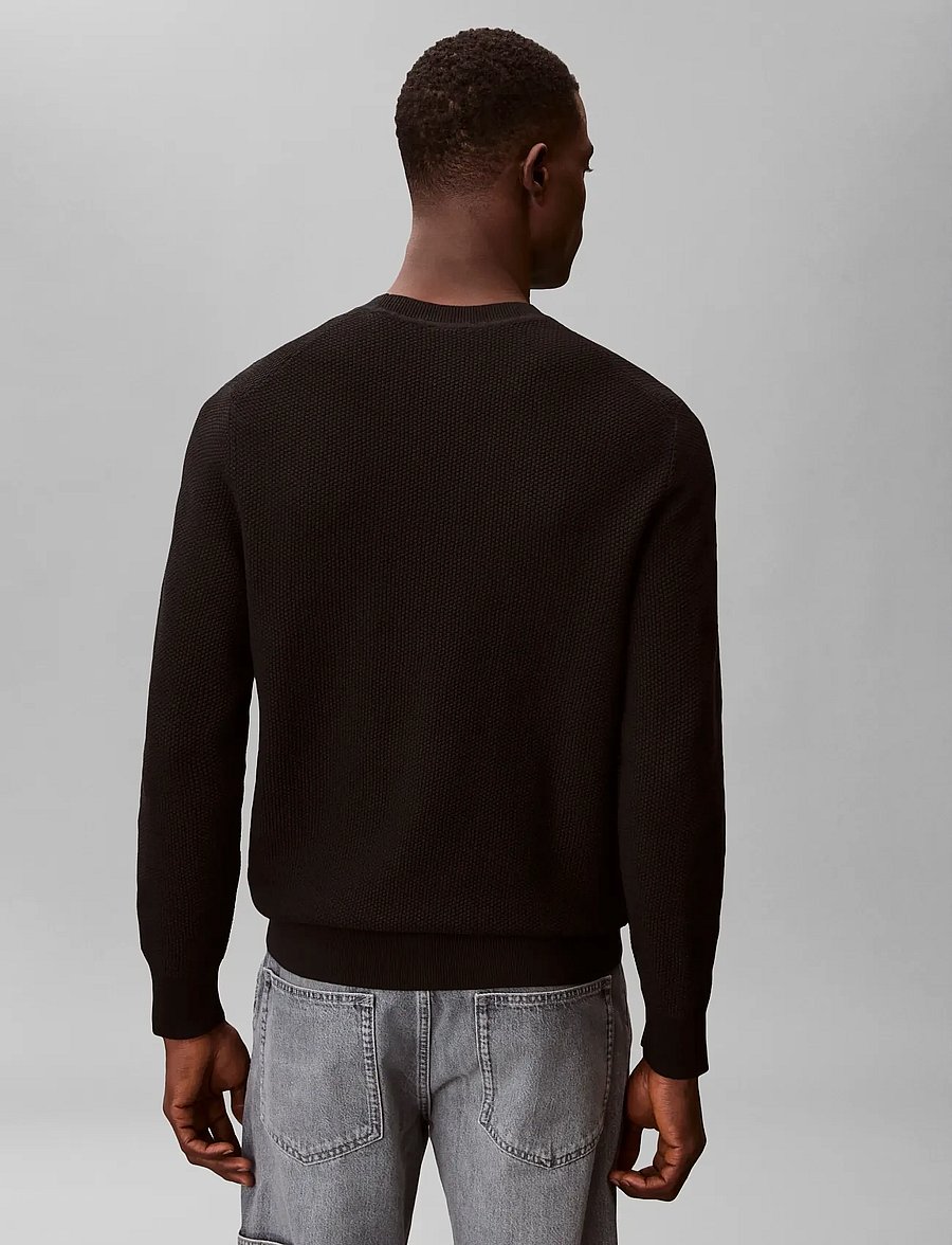 Calvin Klein - LS TEXTURED COTTON CREWNK SWEATE - Ümara kaelusega - black - 2