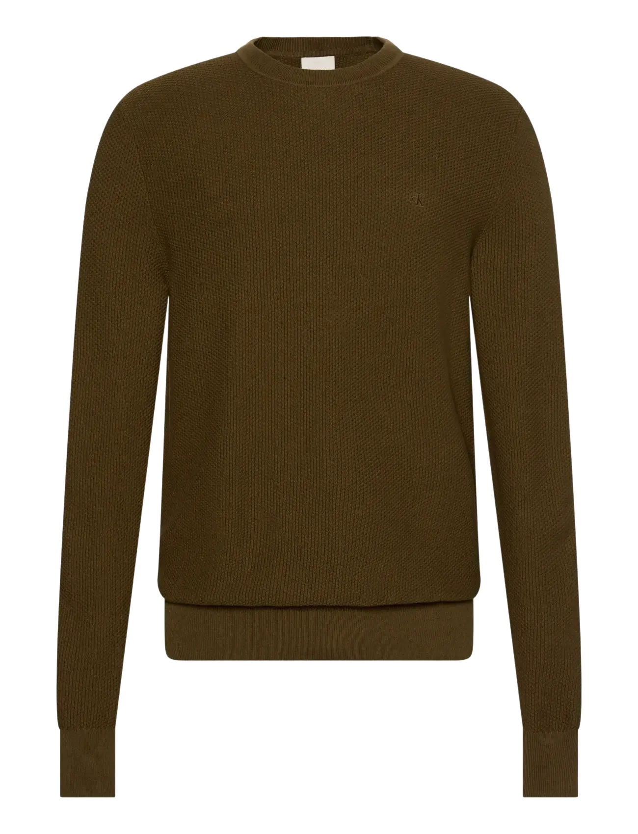 Calvin Klein LS TEXTURED COTTON CREWNK SWEATE - Stickat - CRUDE GREEN / khaki/green