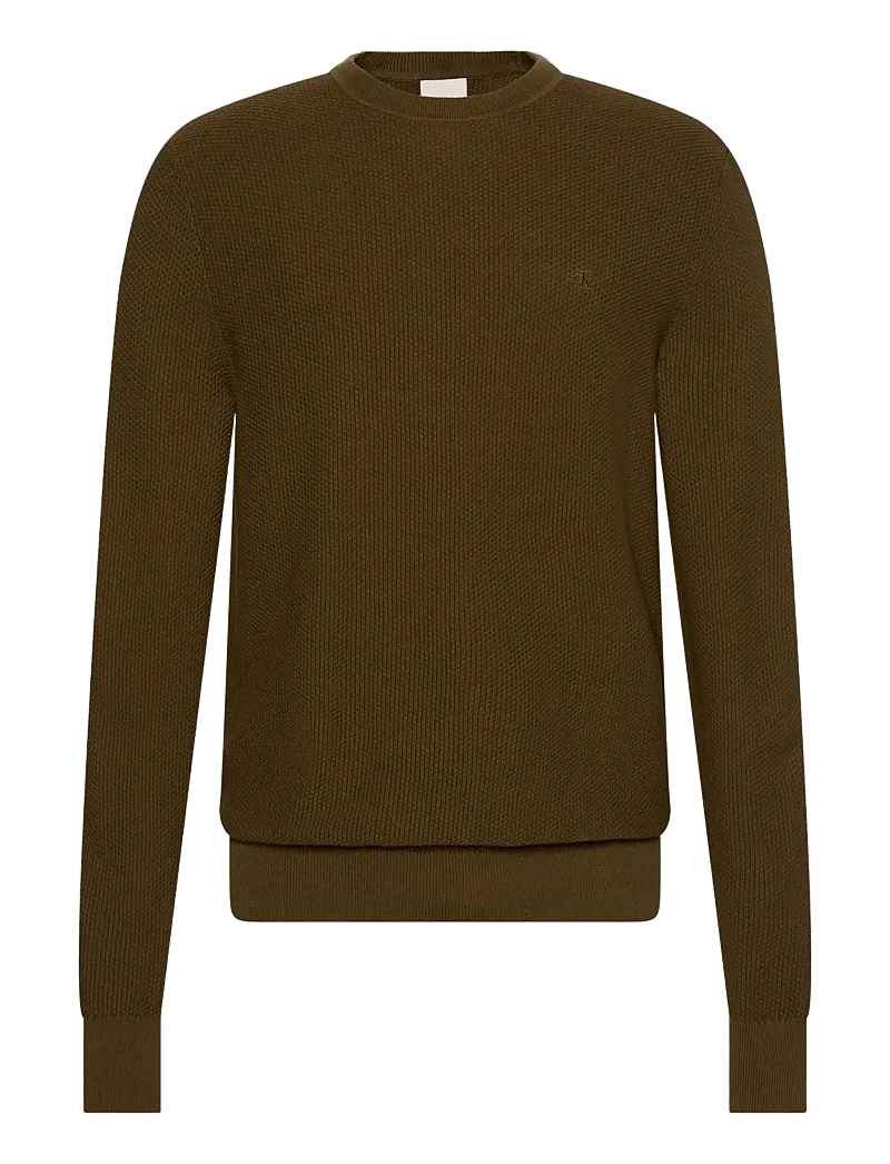 Calvin Klein - LS TEXTURED COTTON CREWNK SWEATE - rundhalsad - crude green - 1