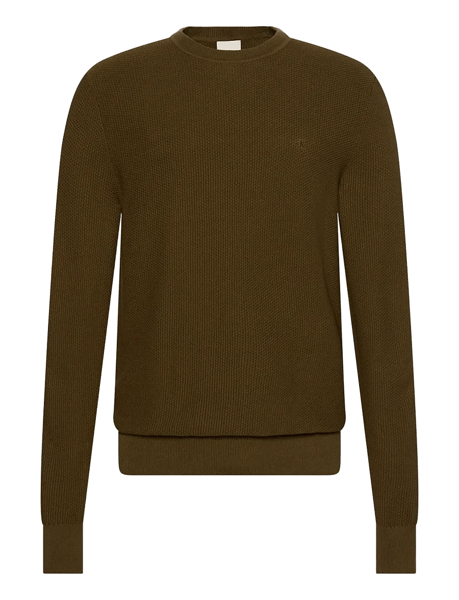 Calvin Klein - LS TEXTURED COTTON CREWNK SWEATE - rund hals - crude green - 1