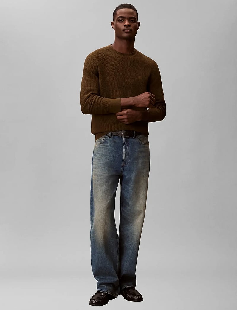 Calvin Klein - LS TEXTURED COTTON CREWNK SWEATE - rundhalsad - crude green - 0