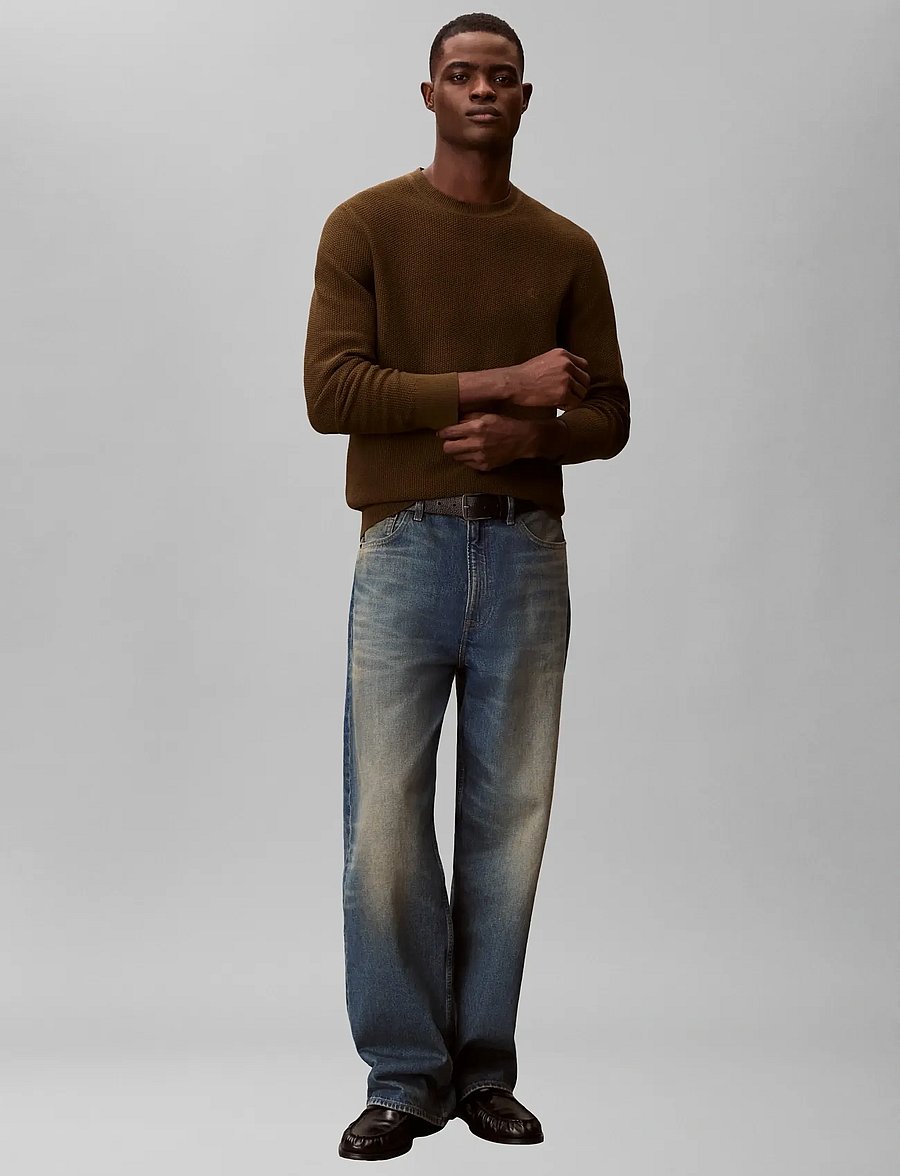 Calvin Klein - LS TEXTURED COTTON CREWNK SWEATE - rund hals - crude green - 0