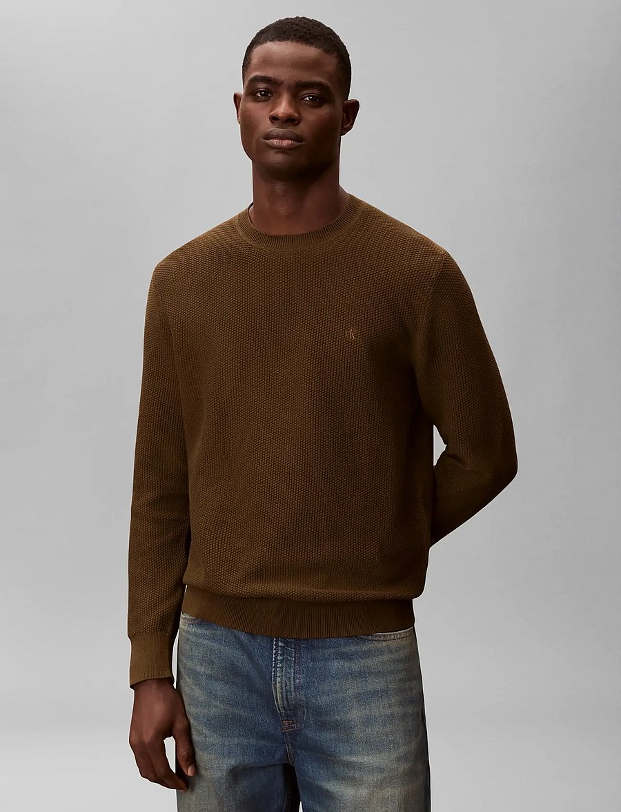 Calvin Klein - LS TEXTURED COTTON CREWNK SWEATE - rund hals - crude green - 3