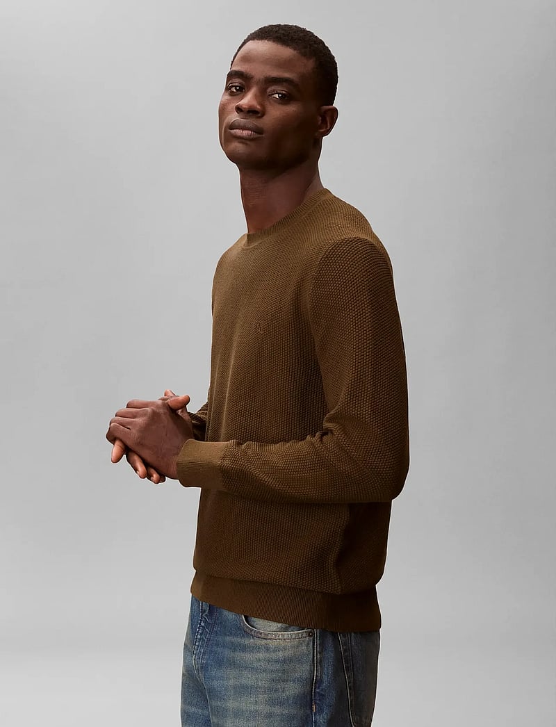 Calvin Klein - LS TEXTURED COTTON CREWNK SWEATE - rundhalsad - crude green - 4