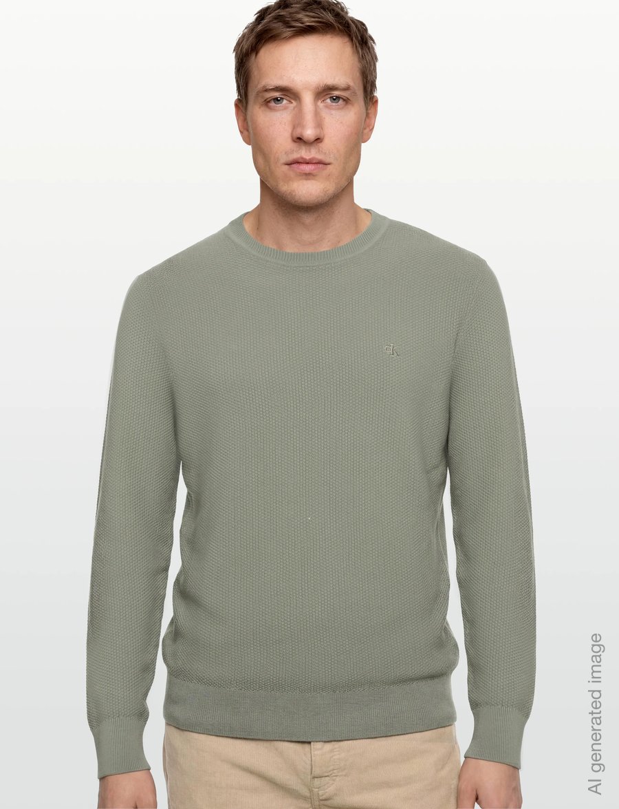 Calvin Klein - LS TEXTURED COTTON CREWNK SWEATE - round necks - shadow - 3