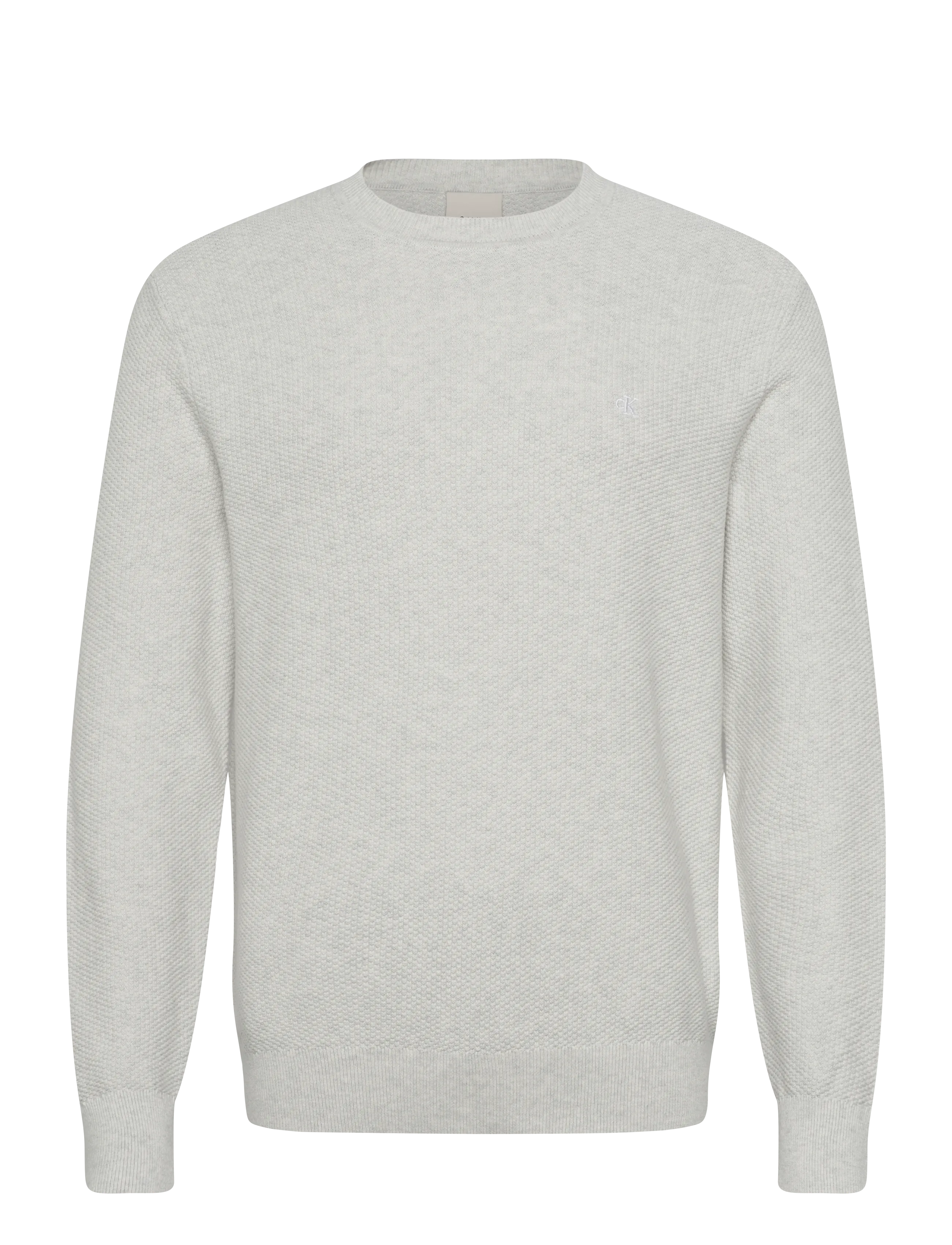 Calvin Klein LS TEXTURED COTTON CREWNK SWEATE - Kudumid - SNOW HEATHER / grey