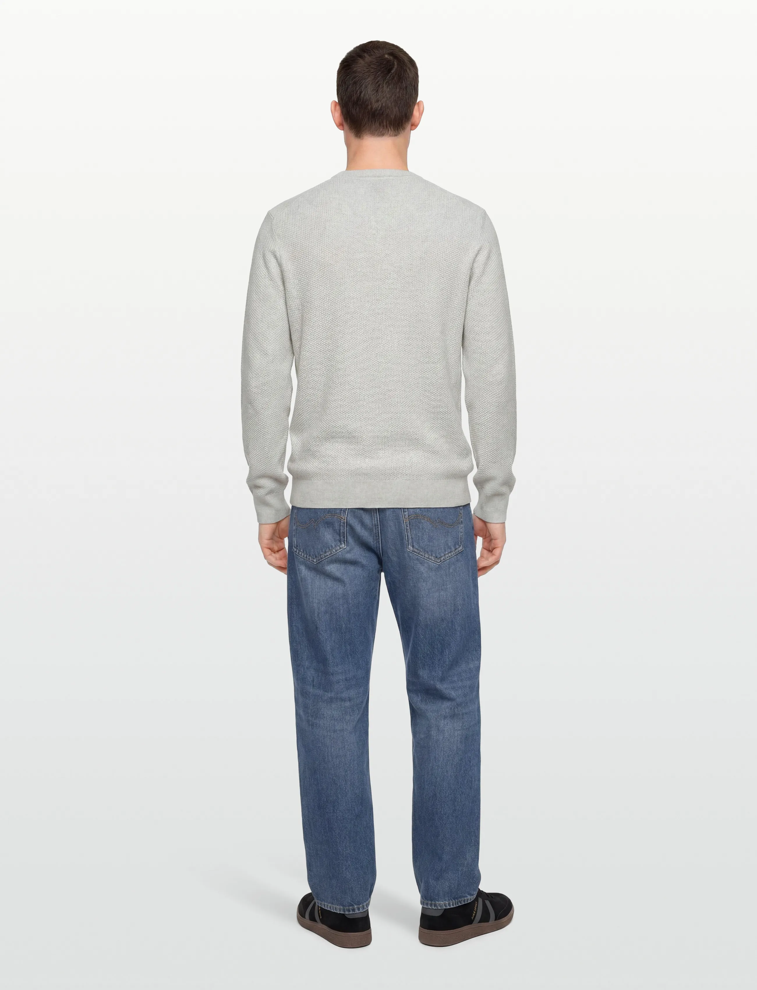 Calvin Klein - LS TEXTURED COTTON CREWNK SWEATE - rund hals - snow heather - 4