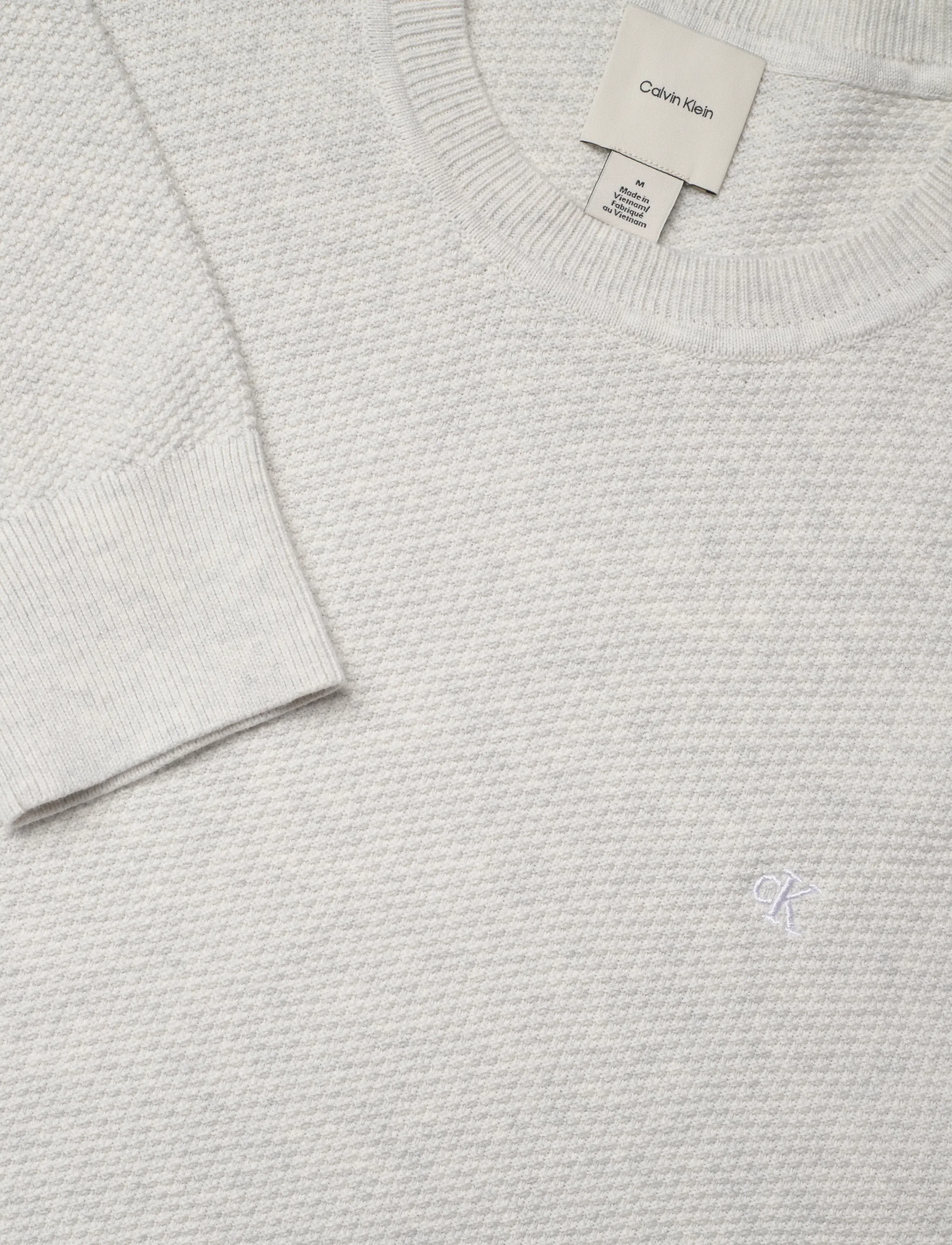 Calvin Klein - LS TEXTURED COTTON CREWNK SWEATE - Ümmarguse kaelusega kudumid - snow heather - 2