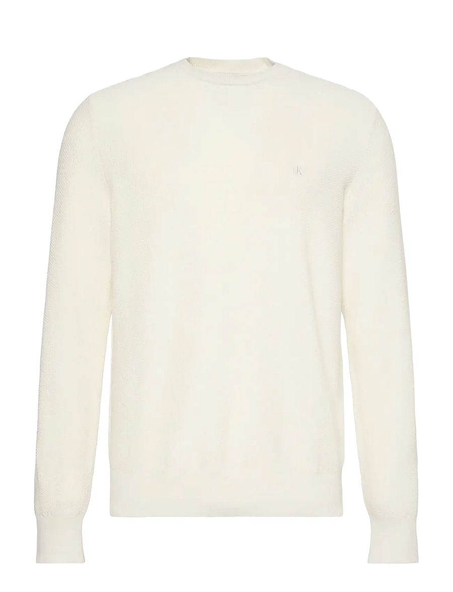Calvin Klein - LS TEXTURED COTTON CREWNK SWEATE - round necks - tofu - 1