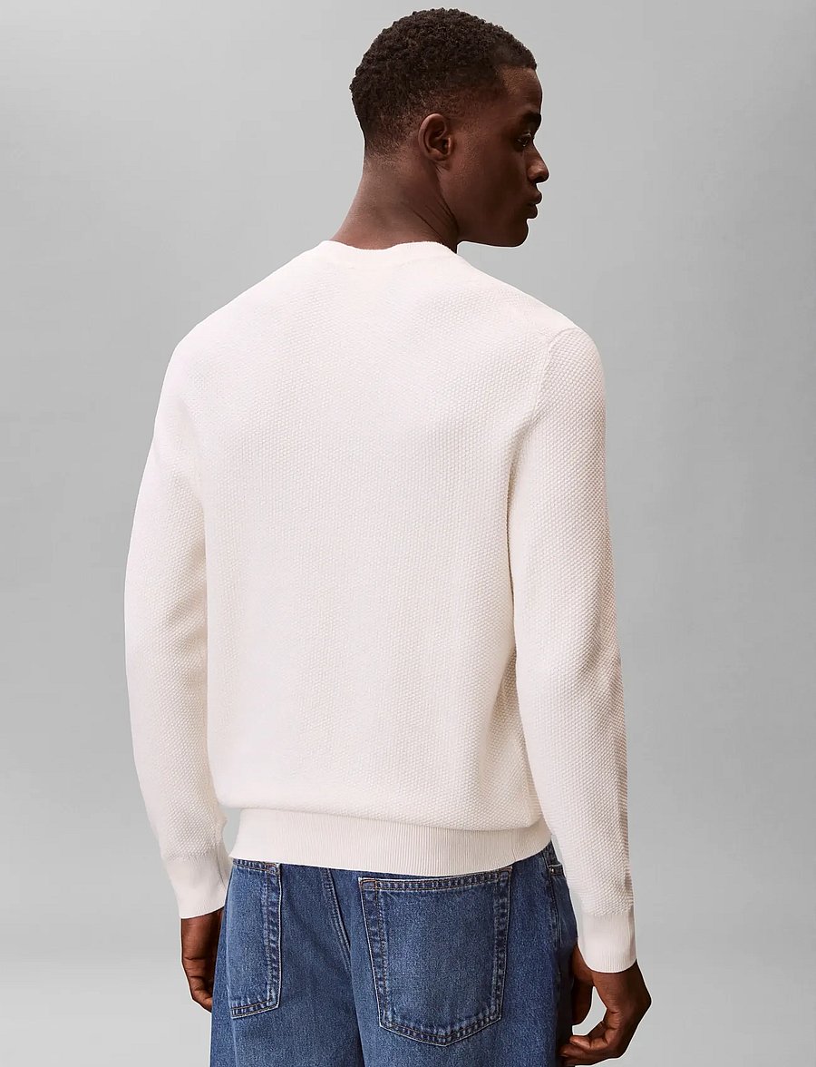 Calvin Klein - LS TEXTURED COTTON CREWNK SWEATE - round necks - tofu - 2