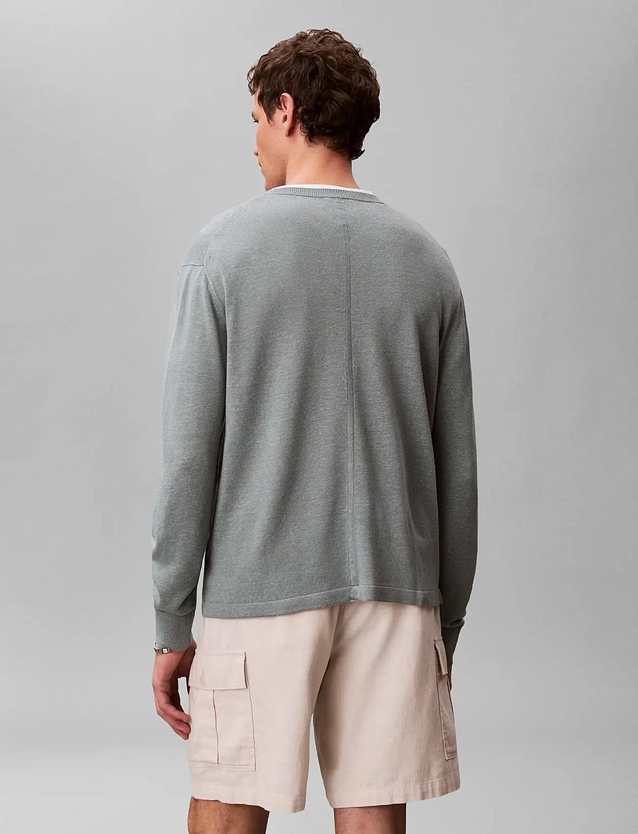 Calvin Klein - LS LINEN BLEND CREW SWTR 12GG - rund hals - frosted spruce - 3