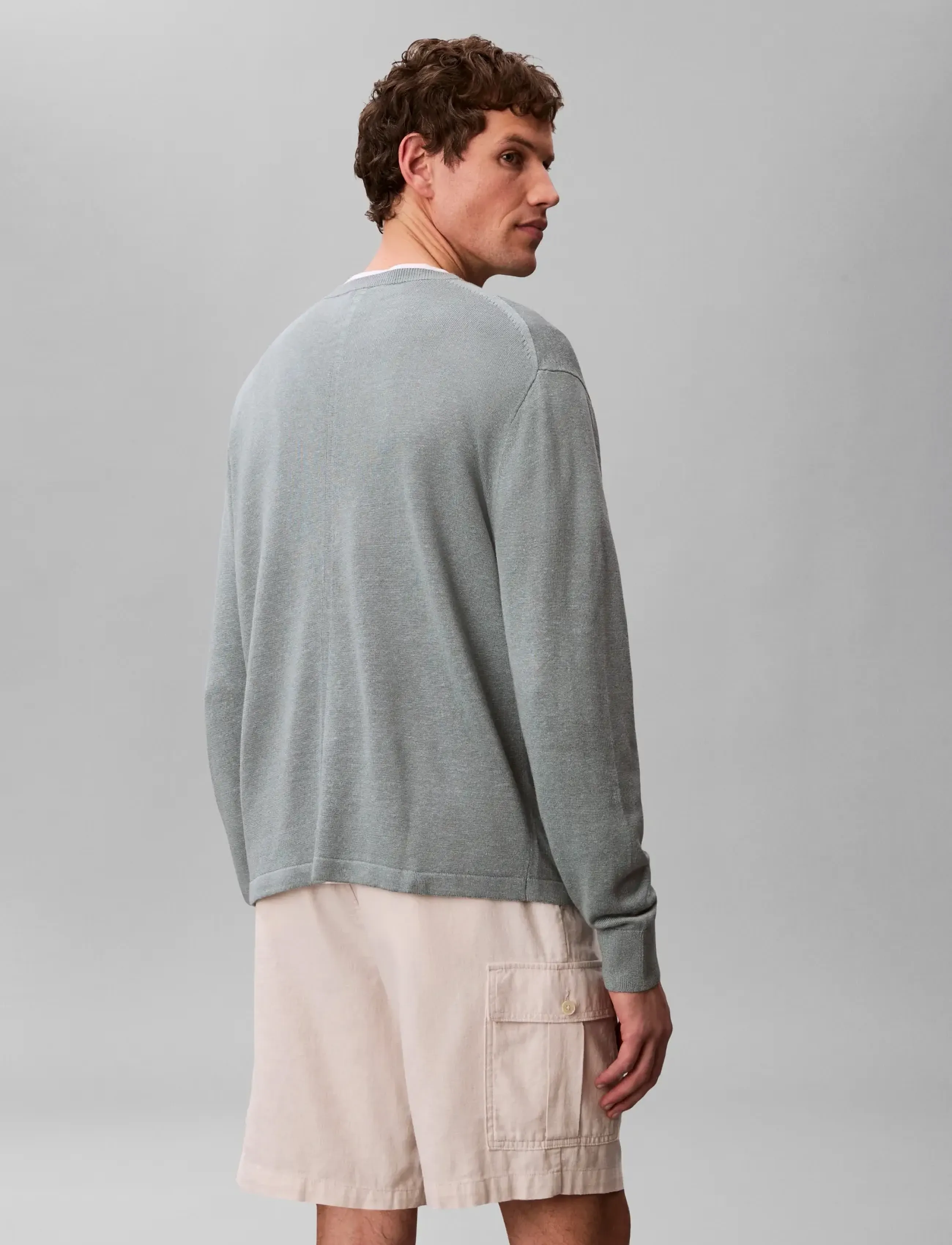Calvin Klein - LS LINEN BLEND CREW SWTR 12GG - rund hals - frosted spruce - 5