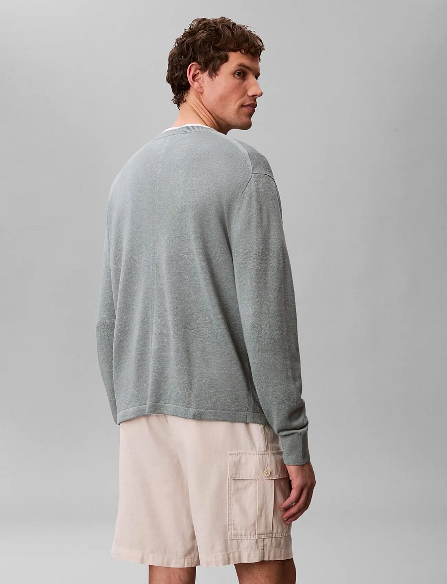 Calvin Klein - LS LINEN BLEND CREW SWTR 12GG - rund hals - frosted spruce - 5