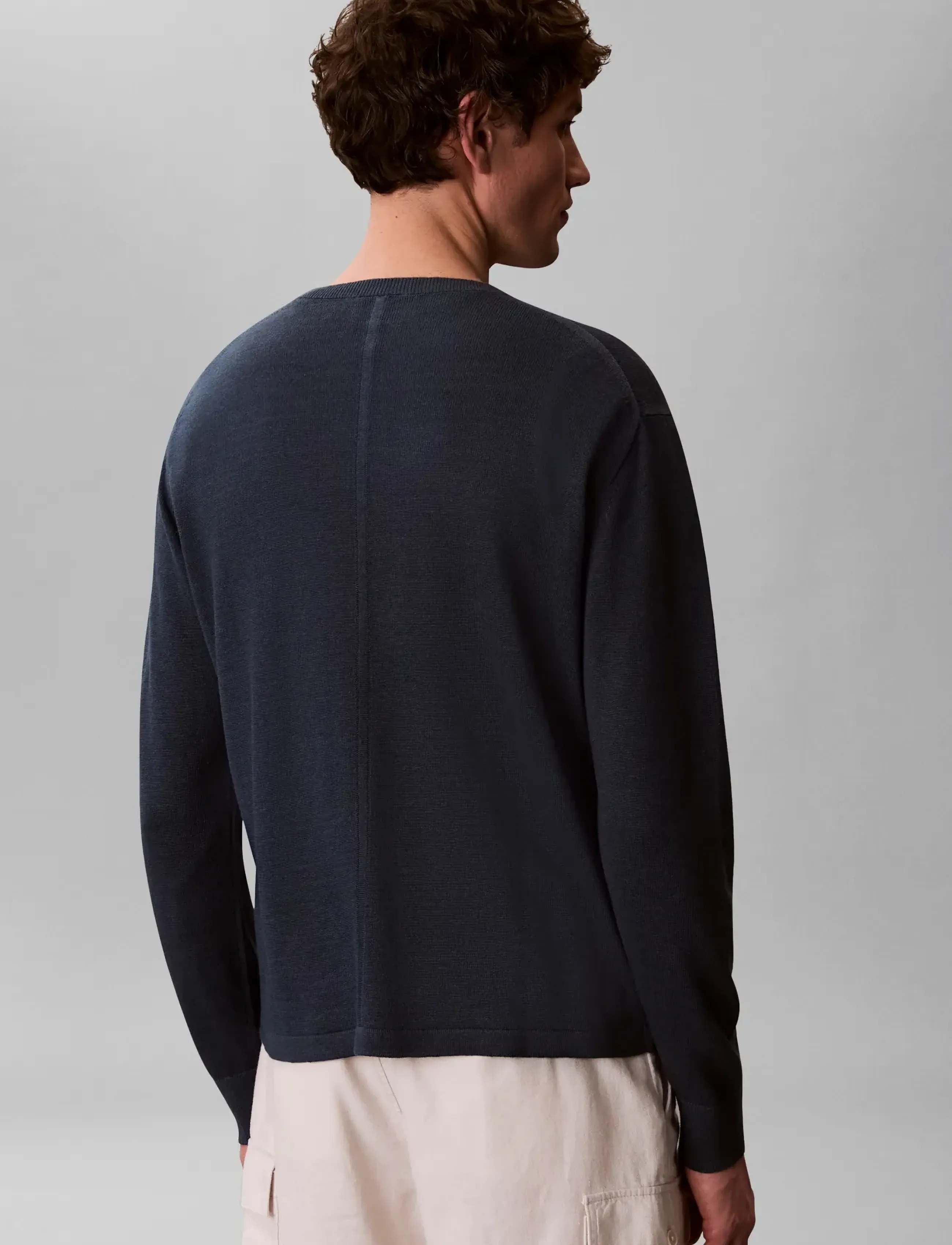 Calvin Klein - LS LINEN BLEND CREW SWTR 12GG - Ümmarguse kaelusega kudumid - navy stone - 3