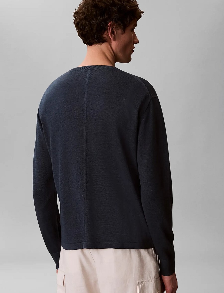 Calvin Klein - LS LINEN BLEND CREW SWTR 12GG - Ümmarguse kaelusega kudumid - navy stone - 3
