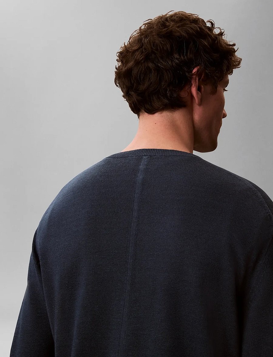 Calvin Klein - LS LINEN BLEND CREW SWTR 12GG - Ümmarguse kaelusega kudumid - navy stone - 5