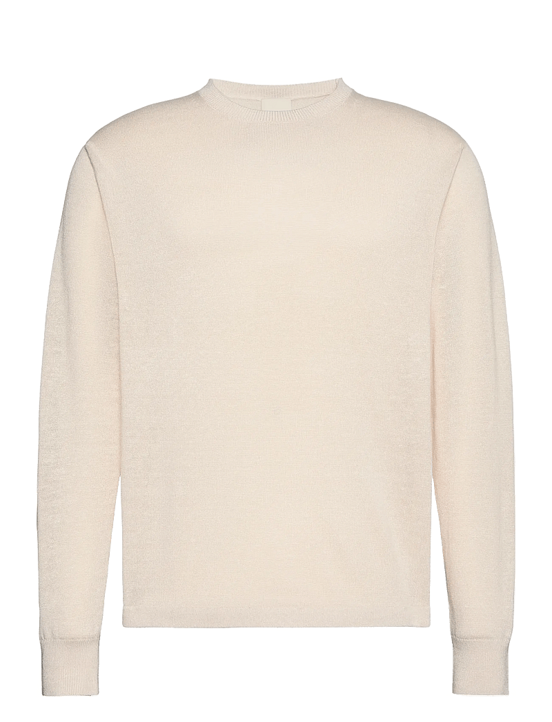 Calvin Klein - LS LINEN BLEND CREW SWTR 12GG - rund hals - white sand - 1