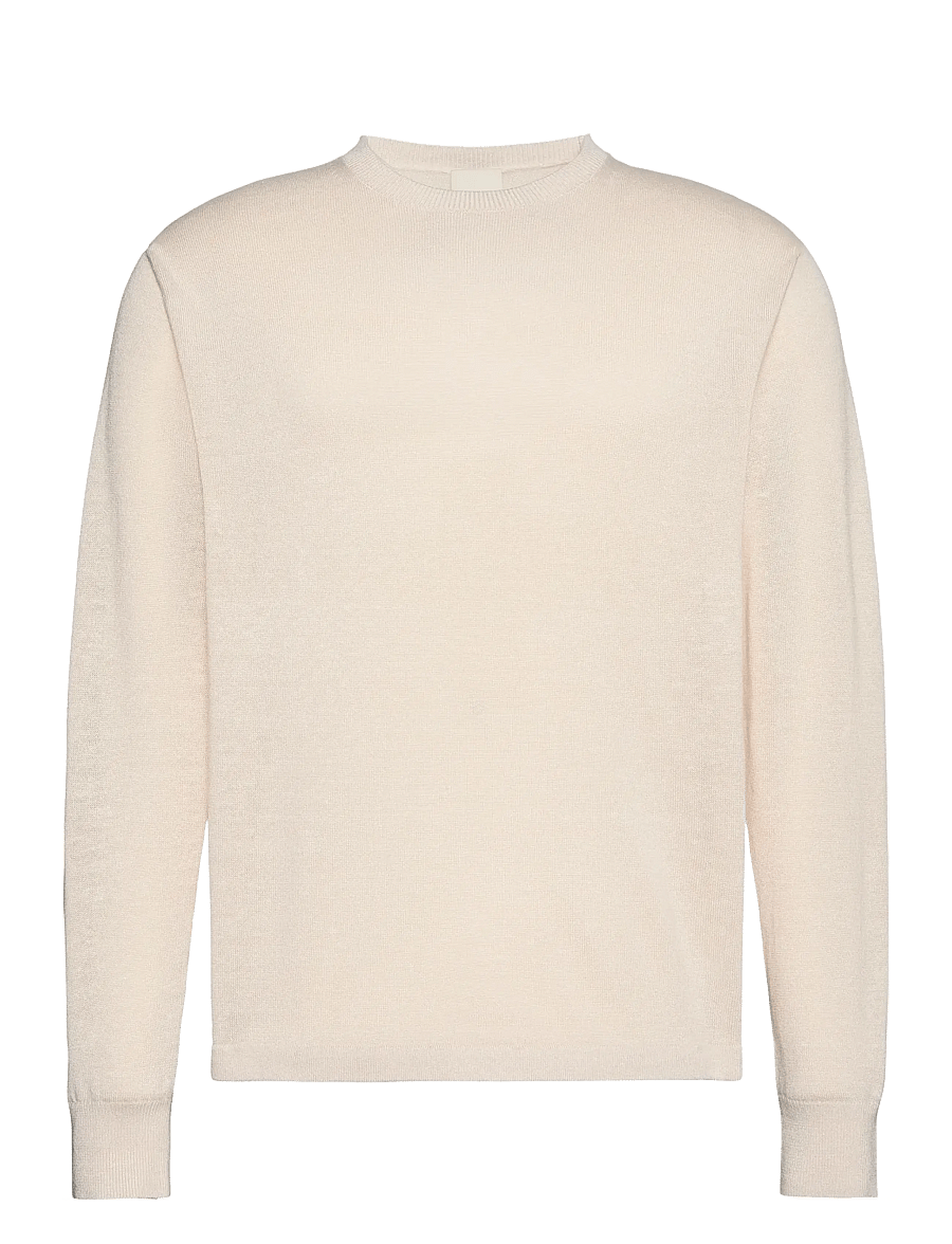 Calvin Klein - LS LINEN BLEND CREW SWTR 12GG - rund hals - white sand - 1