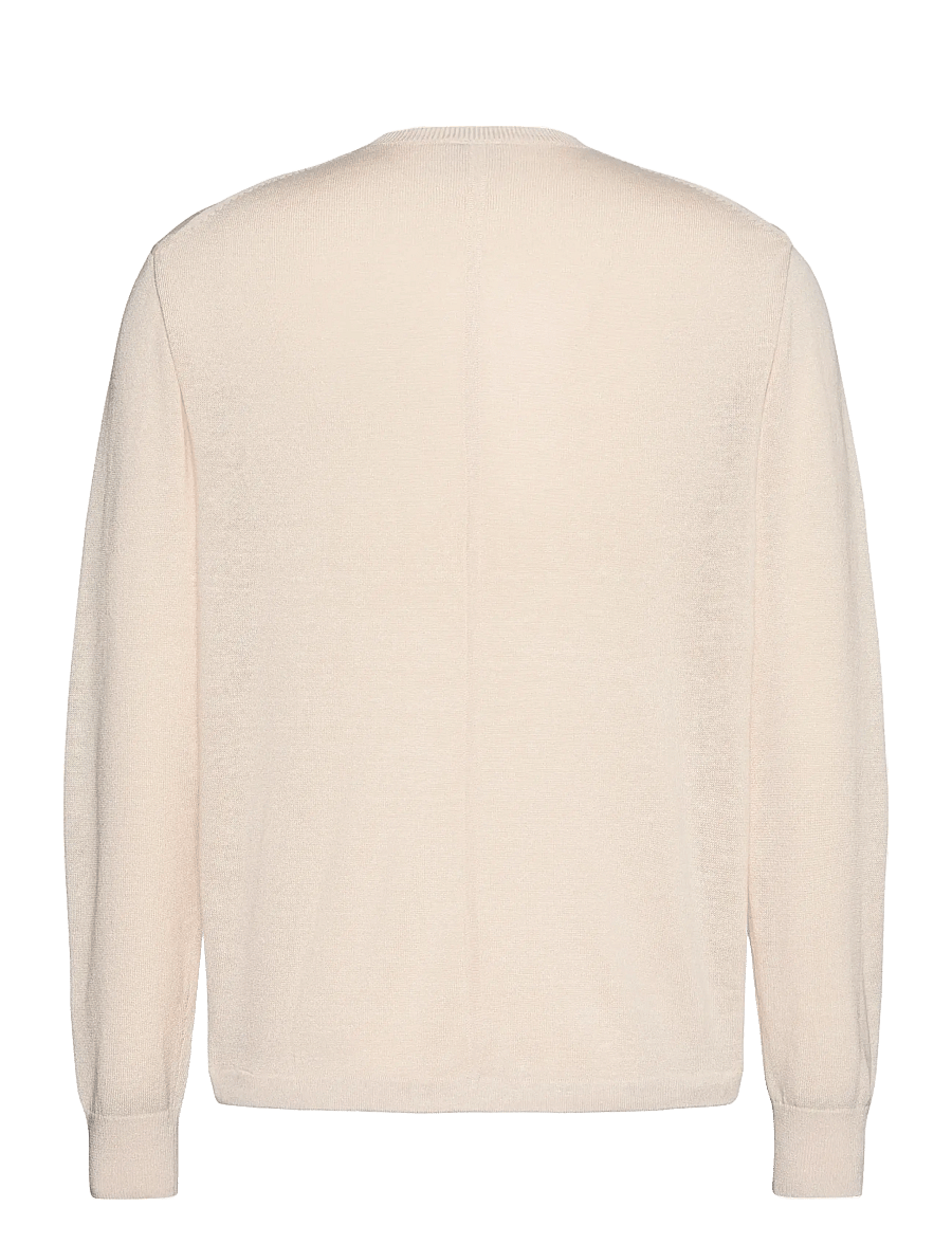 Calvin Klein - LS LINEN BLEND CREW SWTR 12GG - rund hals - white sand - 2