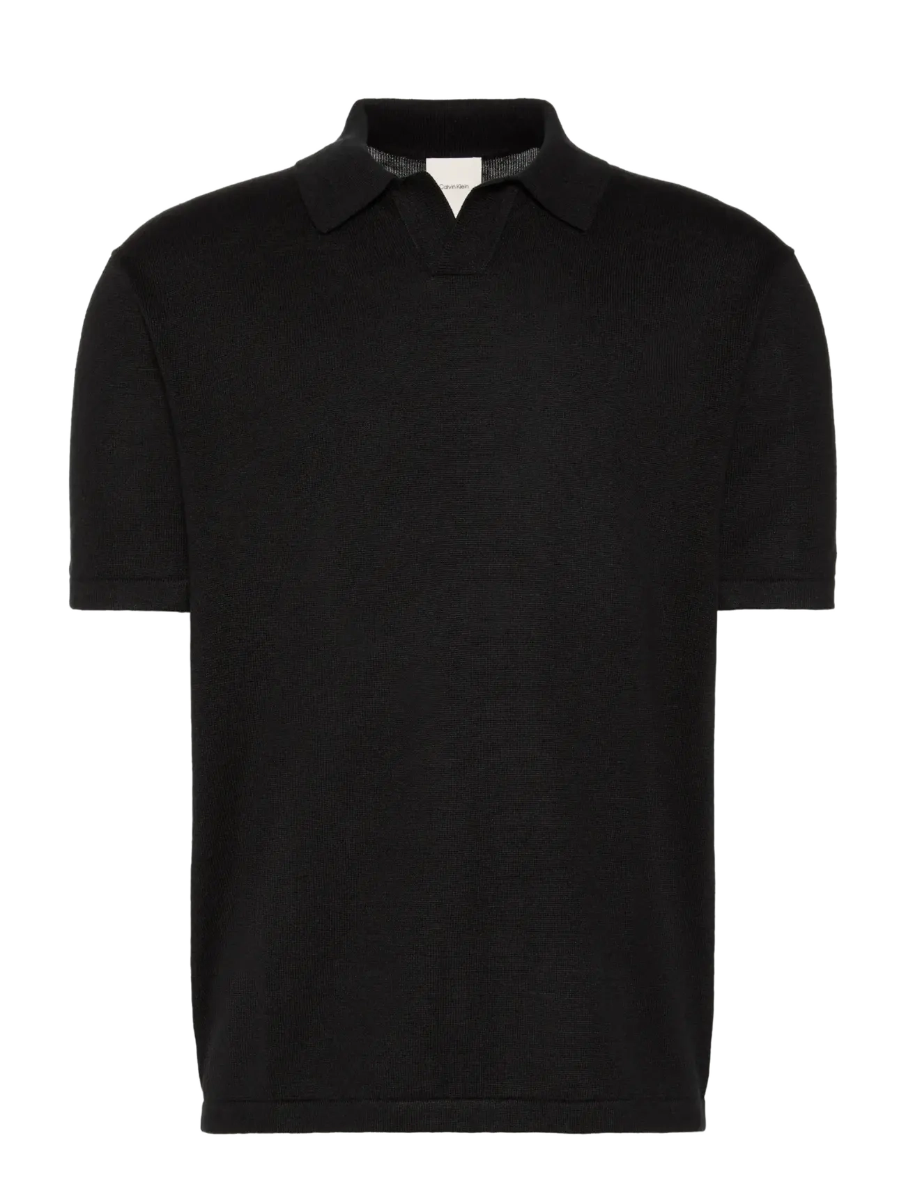 Calvin Klein SS LINEN BLND JOHNNY SWTR 12GG - Neulotut poolot - BLACK / black