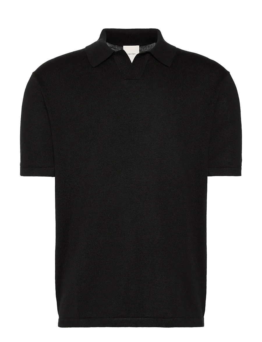Calvin Klein - SS LINEN BLND JOHNNY SWTR 12GG - polostrik - black - 1