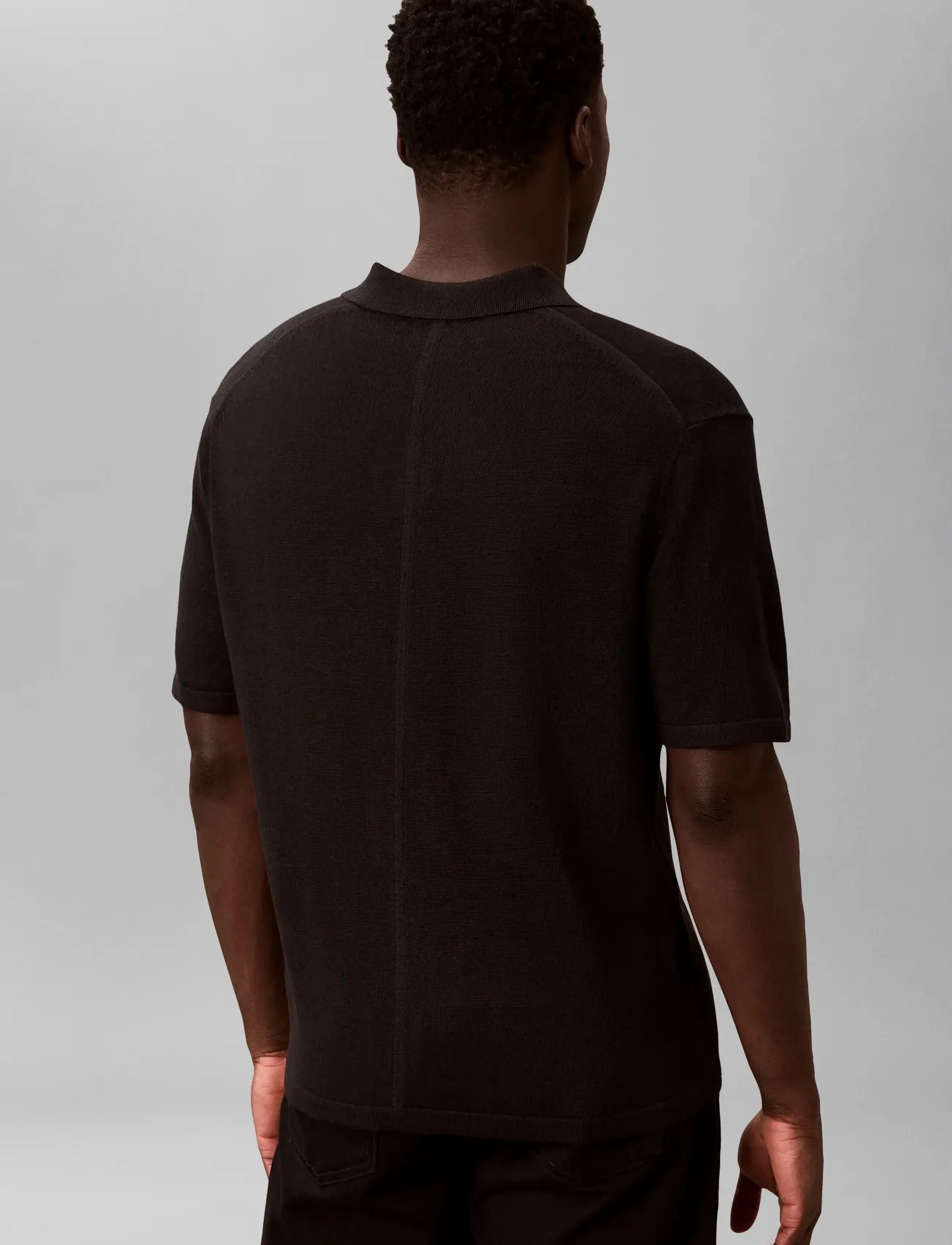 Calvin Klein - SS LINEN BLND JOHNNY SWTR 12GG - polostrik - black - 2