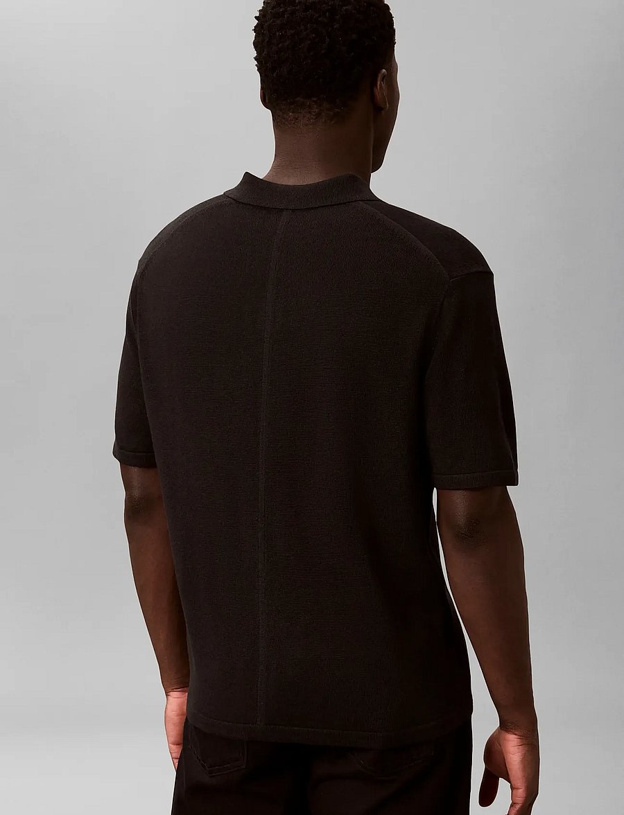 Calvin Klein - SS LINEN BLND JOHNNY SWTR 12GG - polostrik - black - 2