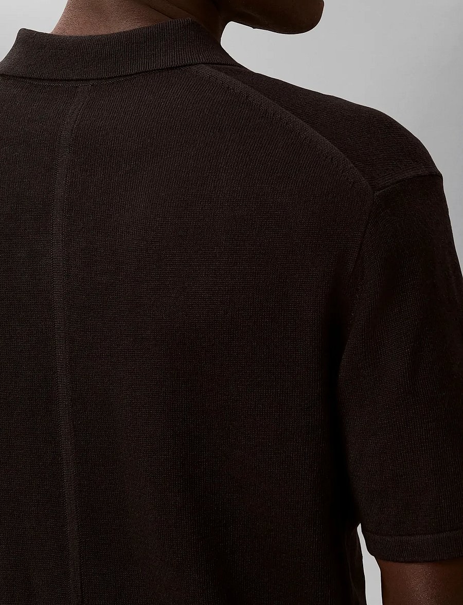 Calvin Klein - SS LINEN BLND JOHNNY SWTR 12GG - polostrik - black - 4