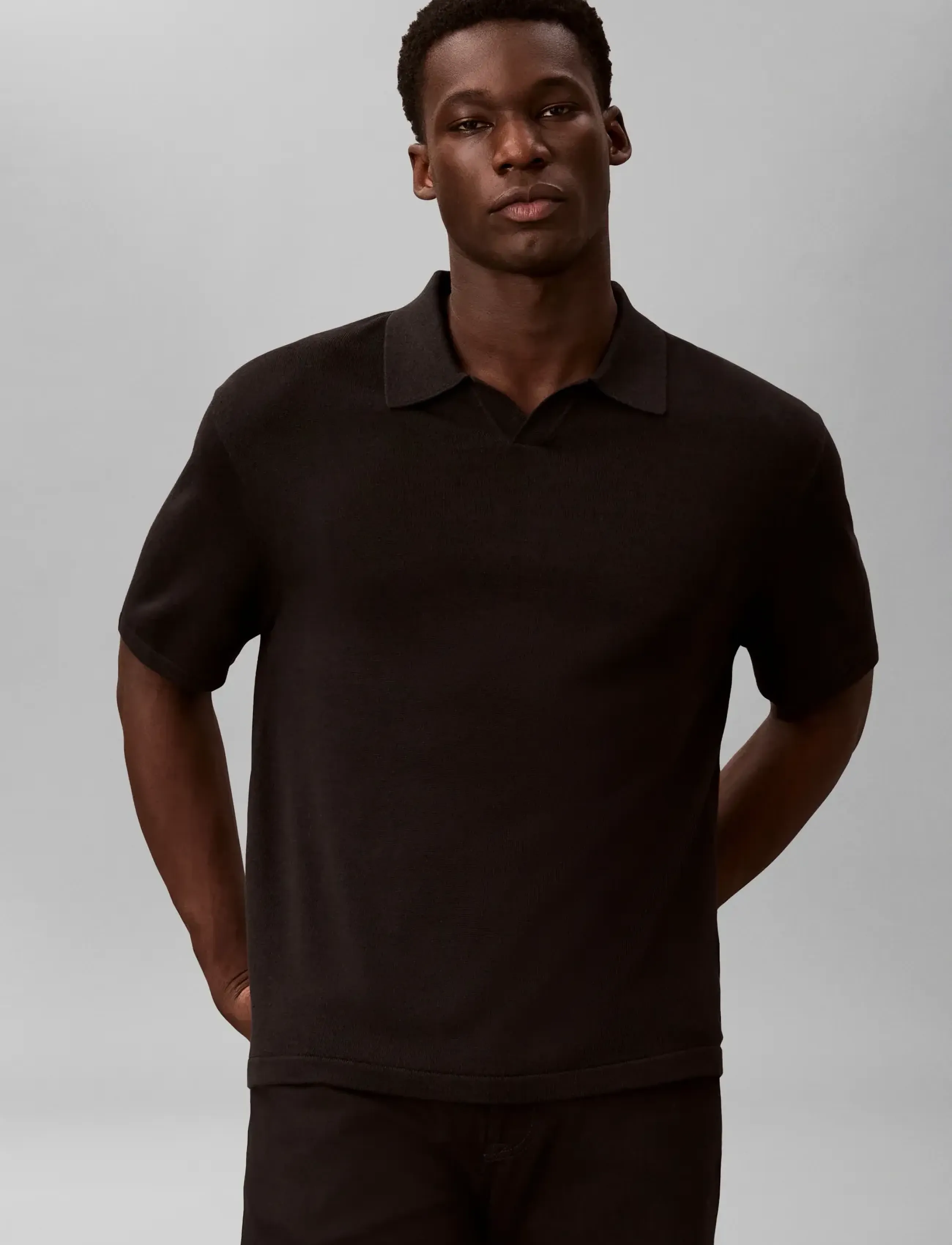 Calvin Klein - SS LINEN BLND JOHNNY SWTR 12GG - polostrik - black - 5
