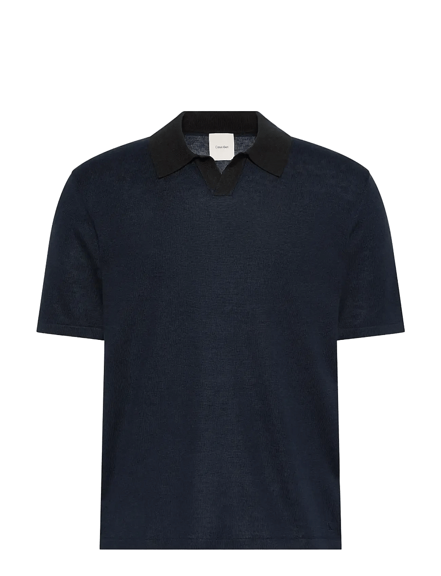 Calvin Klein - SS LINEN BLND JOHNNY SWTR 12GG - polostrik - dark sapphire black - 1