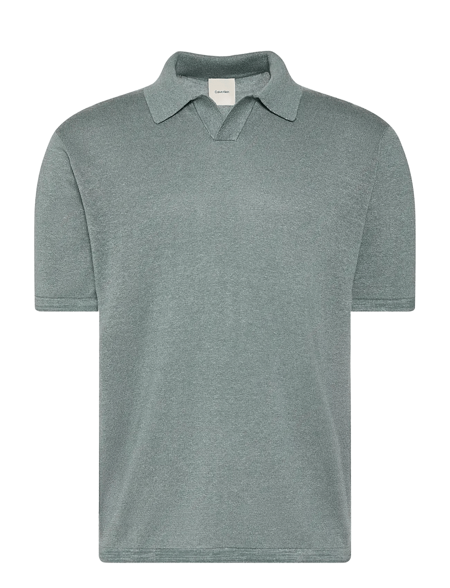Calvin Klein - SS LINEN BLND JOHNNY SWTR 12GG - polostrik - frosted spruce - 1