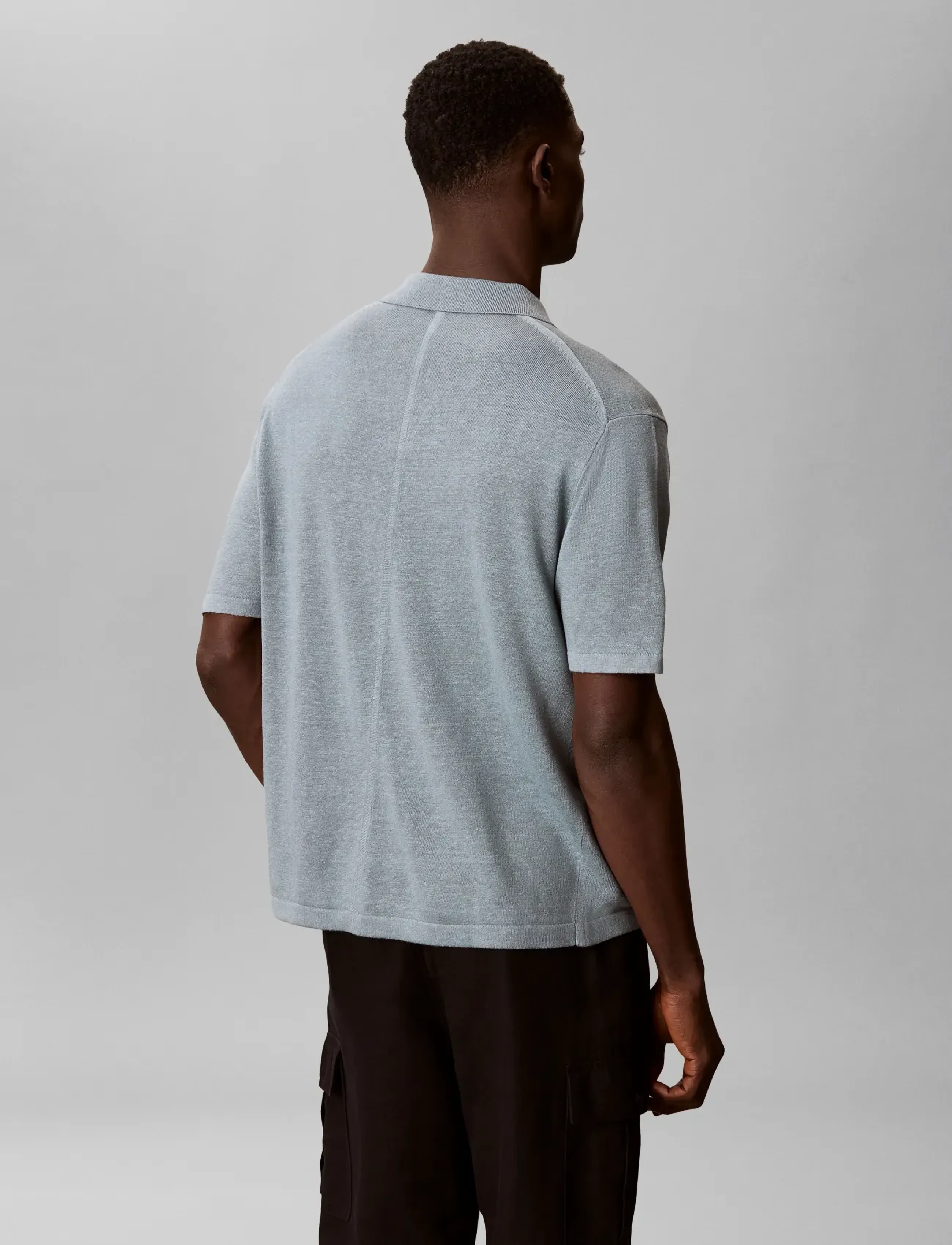 Calvin Klein - SS LINEN BLND JOHNNY SWTR 12GG - polostrik - frosted spruce - 2